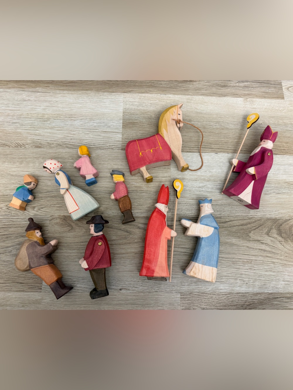 Vintage Ostheimer Germany Wooden Figures set Retired Old Logo Handcrafted